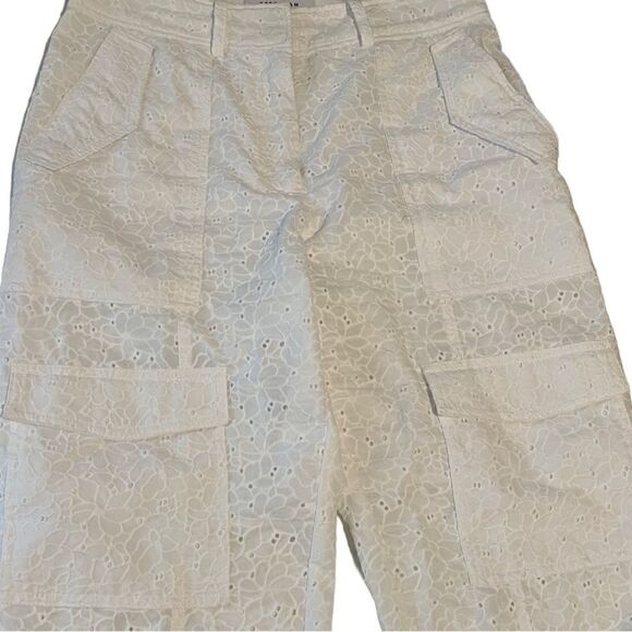Derek Lam 10 Crosby Mila White Eyelet Cargo Utility Pants Size 8 - Picture 13 of 13